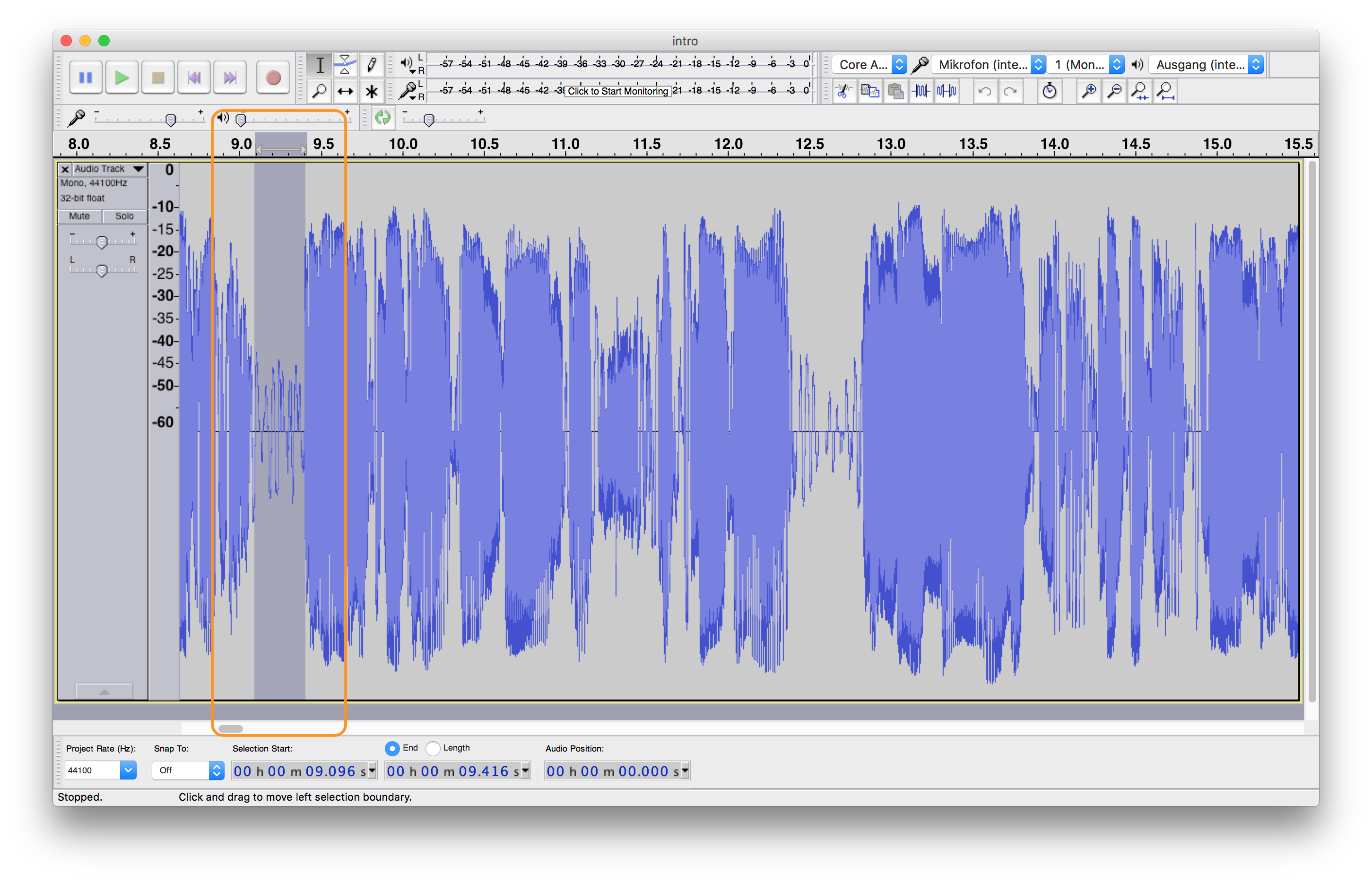 Finding a maximum volume level for applying Audacity’s Noise Gate