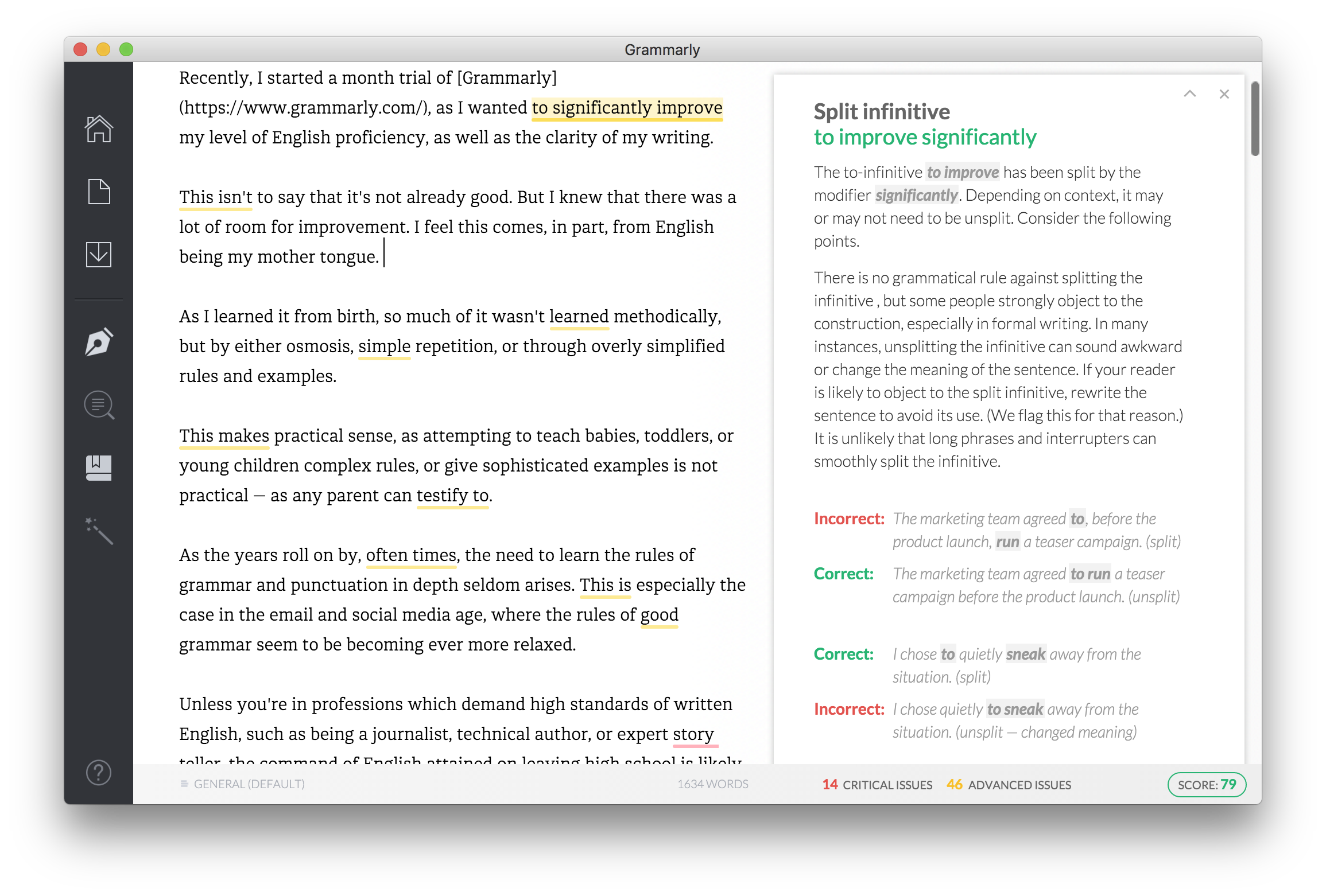 Grammarly - Complete Error Description