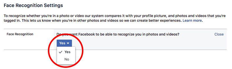 Opting out of Facebook’s Facial Recognition Feature
