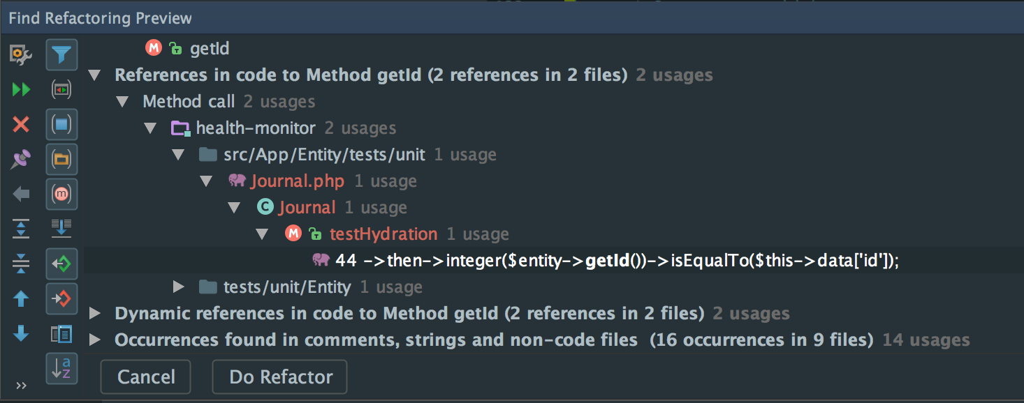 Refactoring with PhpStorm: Refactor Preview Window