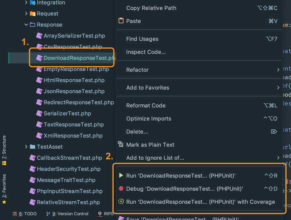 Running all tests in a class in PhpStorm