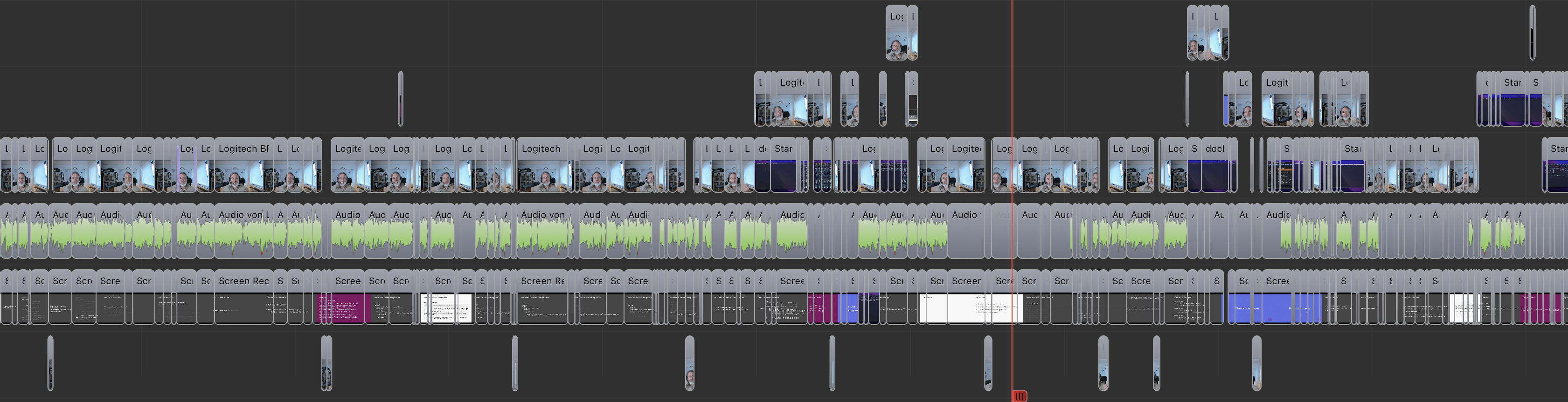 Editing the short course in Screenflow focusing on the timeline