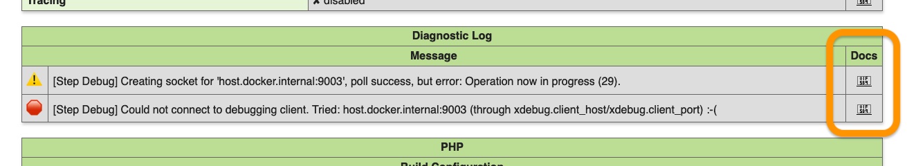 Link to more information about an Xdebug error message