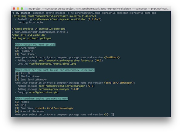 Zend Expressive setup process